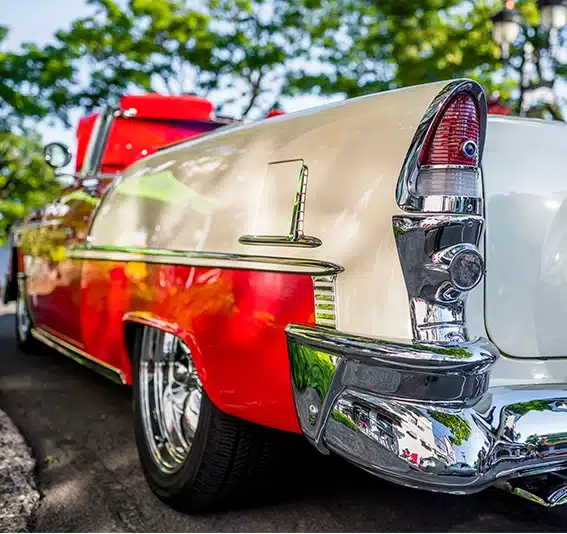 Long white rarity vintage retro convertible car