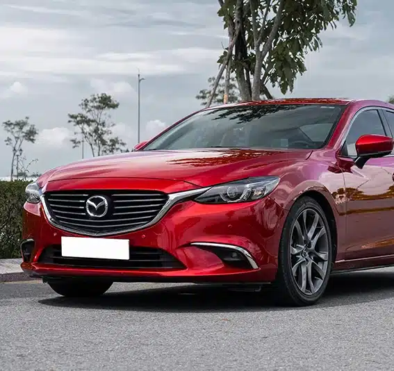 Red mazda sedan