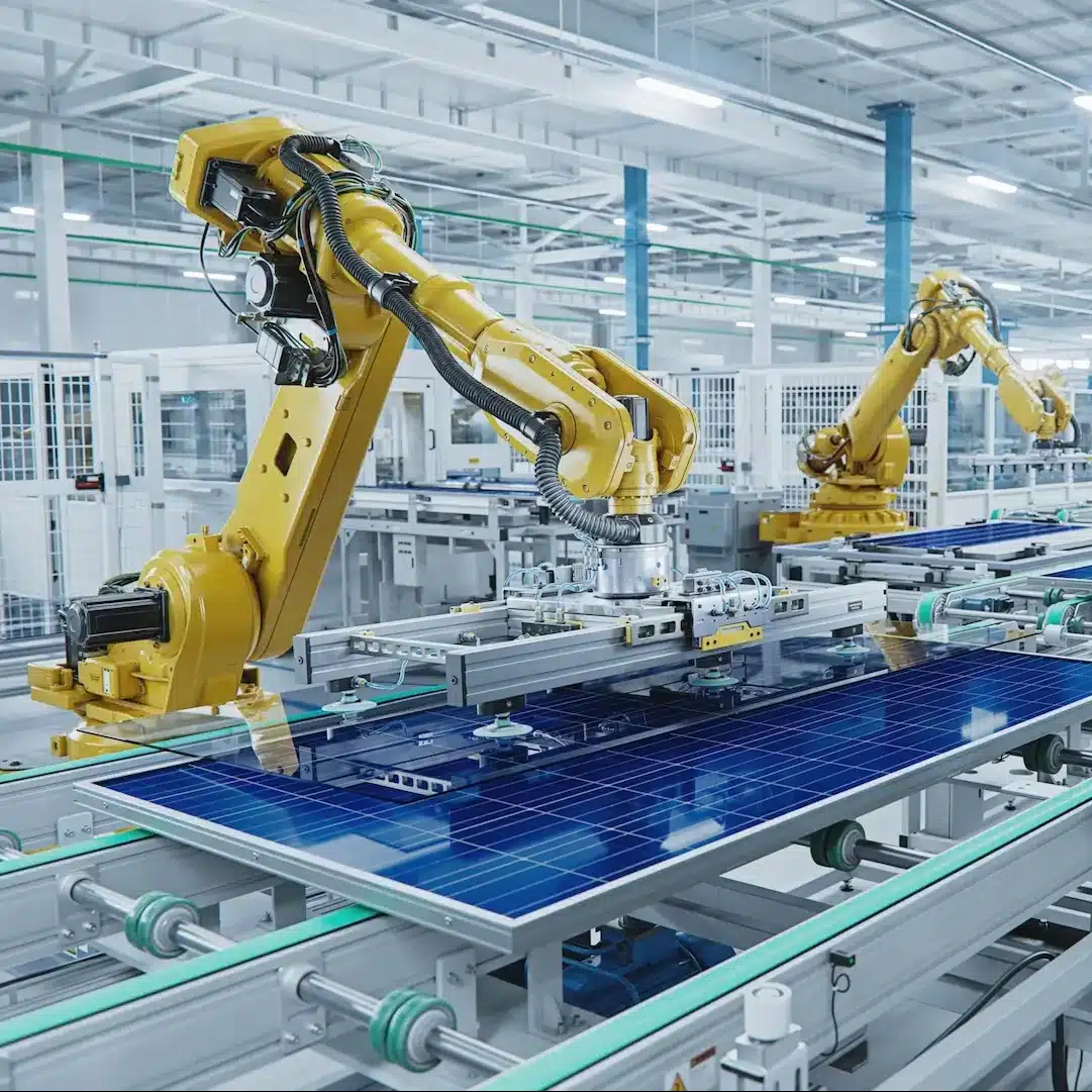 Robots manufacturing consumer goods on a production line